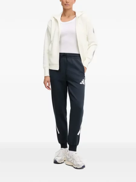 Hanorac cu glugă Adidas cu dungi cu broderie cu cordon negru