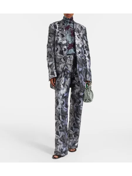 Pantaloni Dries Van Noten cu talie înaltă de lână