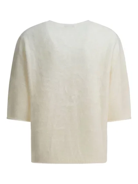 Tricou R2w cu decolteu în V scurt alb