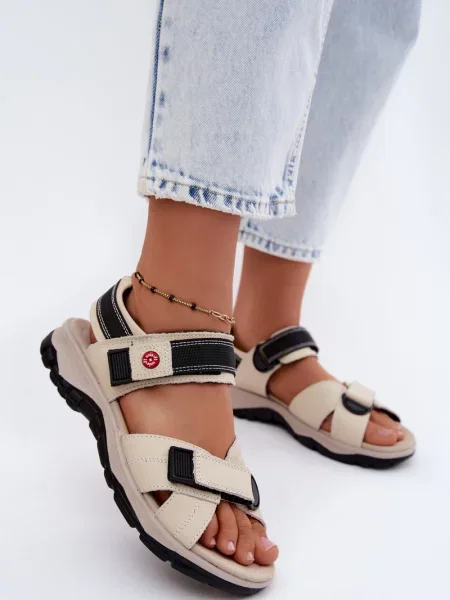 Sandale Evento cu velcro din piele negru