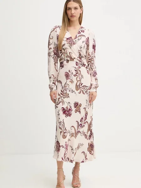 Haljina Marciano Guess DENISE maxi širi se prema dolje bež