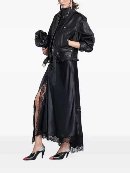 Fustă Isabel Marant asimetrică din dantelă negru