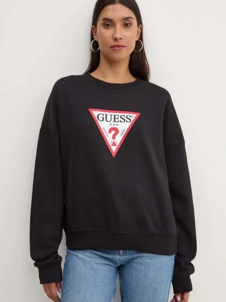 Guess Jeans bluza z nadrukiem czarny