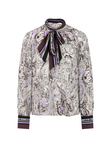 Bluză Marccain cu funde cu model paisley alb
