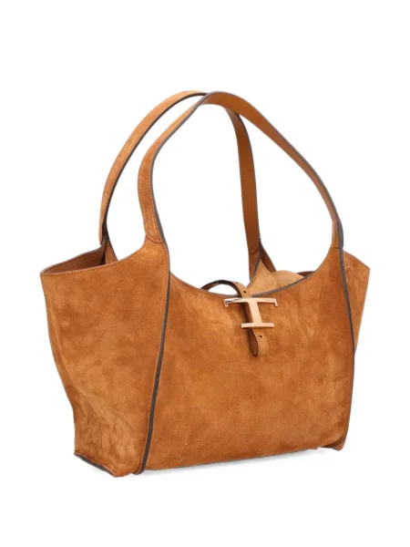 Geantă shopper Tod's din piele de căprioară maro