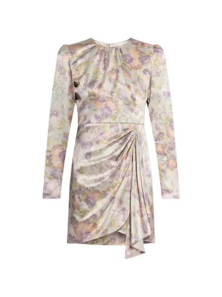 Rochie Alessandra Rich cu model floral drapată de costum