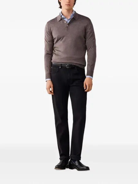 Πλεκτό μακρύς polo Hackett London καφέ