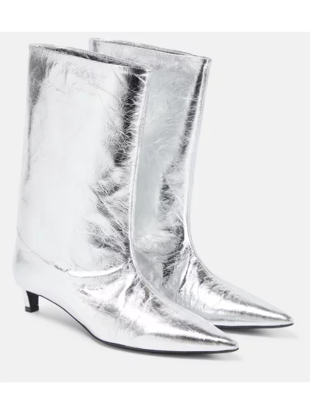 Cizme scurte Jil Sander din piele argintiu