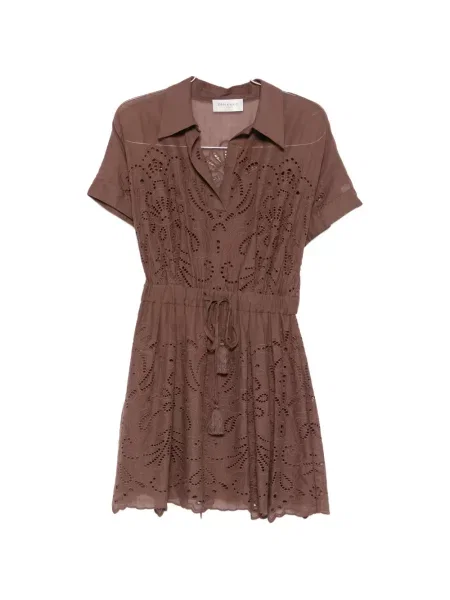 Rochie mini Ermanno Firenze cu broderie maro