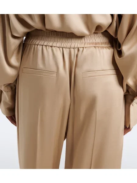 Pantaloni Brunello Cucinelli din satin bej