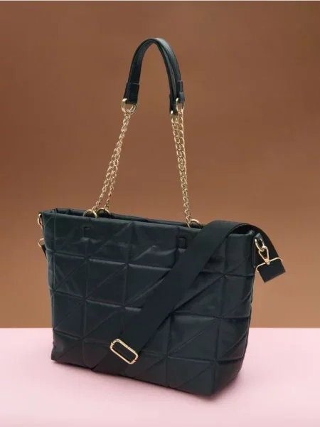 Плетена сумка на плече чорний