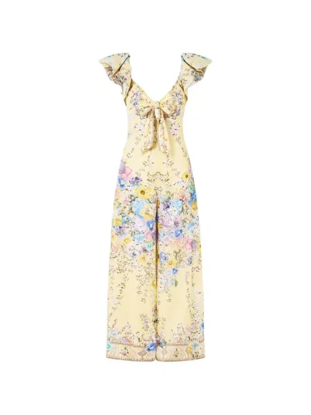 Salopetă Camilla cu volane cu legături galben