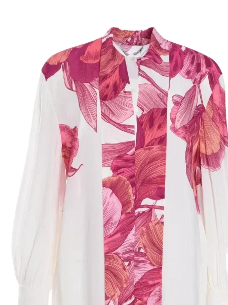 Bluzka Simona Corsellini w kwiatki z nadrukiem wiązana biała