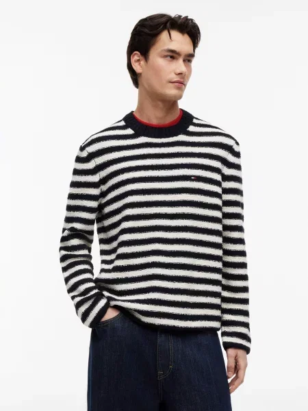 Tommy Jeans Sveter námornícka modrá biela