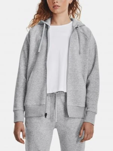 Fleecová mikina s kapucňou Under Armour s kapucňou sivá