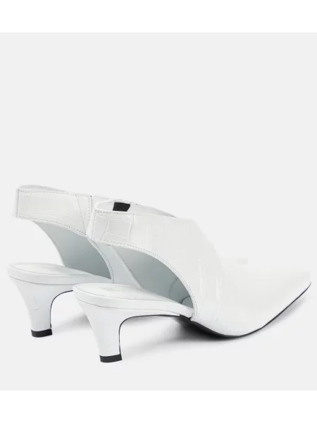Pantofi cu toc Toteme din piele slingback alb