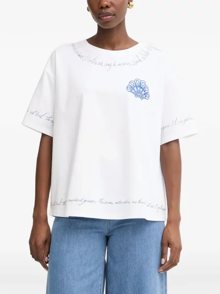 Tricou Twinset cu broderie alb