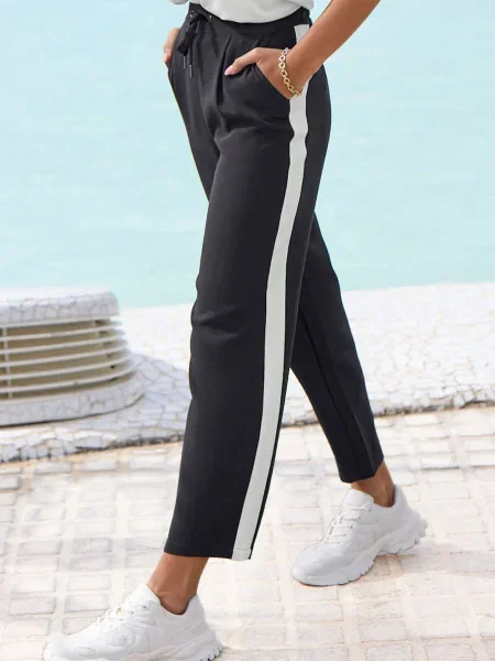 VIVANCE Hlače črna bela