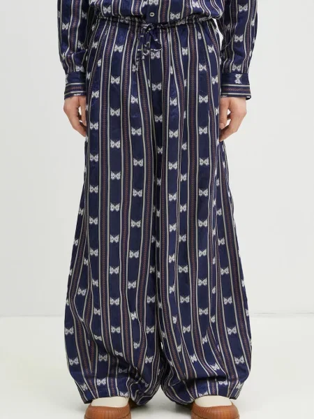 Kalhoty Needles H.D. Papillon Stripe tmavomodrá jednoduché