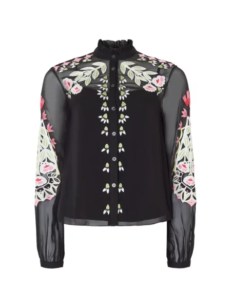 Cămașă Temperley London cu model floral negru
