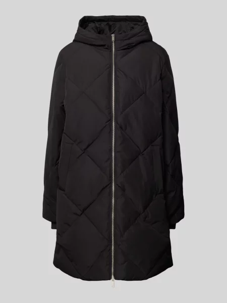 Płaszcz pikowany o kroju comfort fit z wszytym kapturem model ‘NORA’ Pieces czarny