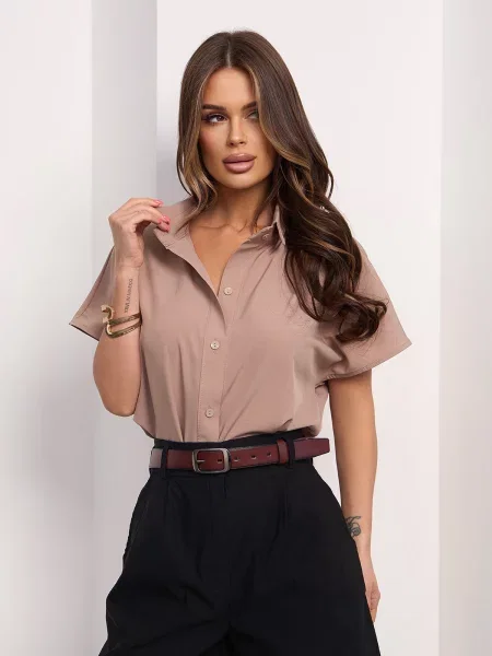 Сорочка ISSA Plus комбінований верх бежевий