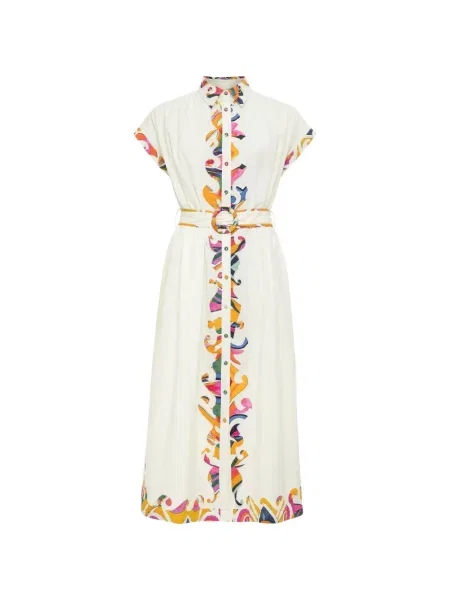 Rochie tip cămașă Carolina K cu imagine cu imprimeu abstract alb