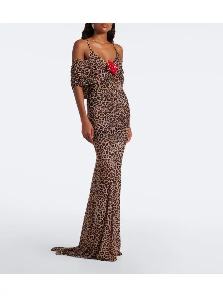 Rochie maxi Blumarine cu model floral cu imagine din jerseu