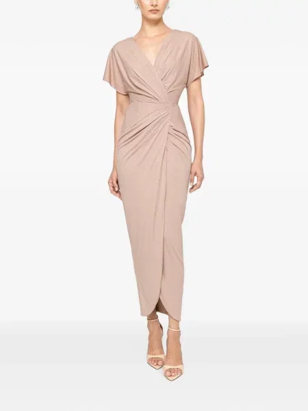 Rochie midi Nissa cu decolteu în V drapată