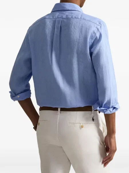 Пуловер Polo Ralph Lauren с автограф с връзки с кръгло деколте синьо