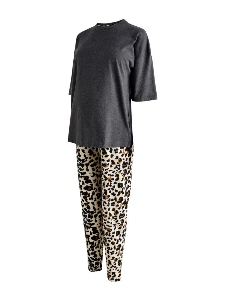 Next Pijama bej deschis / maro / gri închis negru