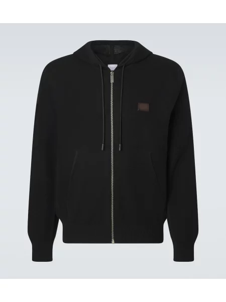 Hanorac cu glugă Berluti de lână negru