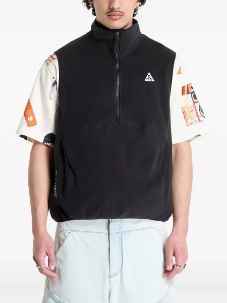 Top sport Nike din fleece plisat fără mâneci alb