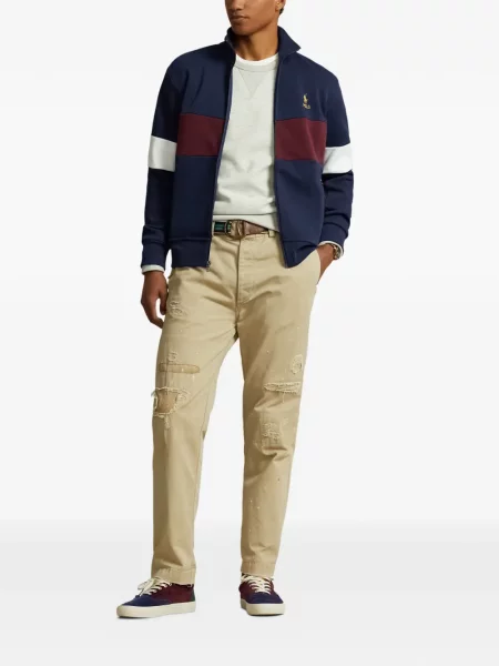 Tricou polo Polo Ralph Lauren cu glugă cu blană cu broderie roșu