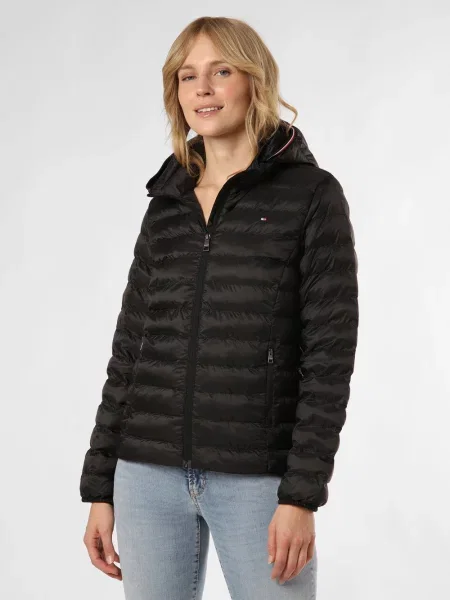 Kurtka pikowana z wyhaftowanym logo Tommy Hilfiger czarna