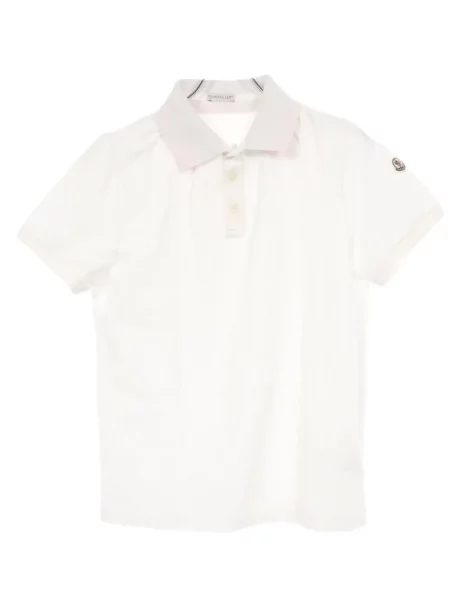 Tricou polo Moncler cu autograf alb