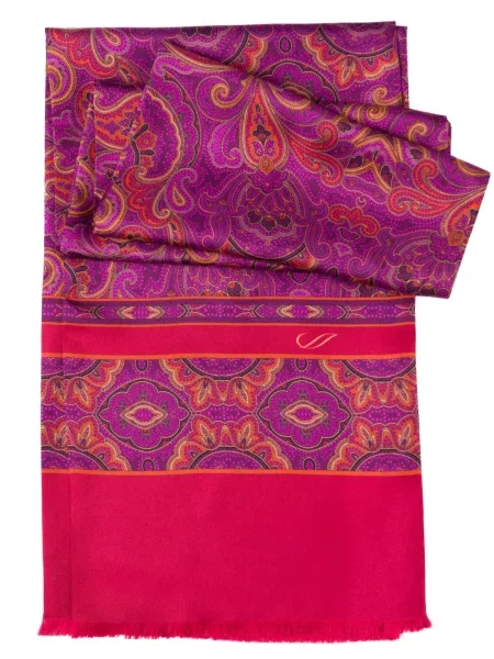 Fular Elizabetta de mătase cu model paisley violet