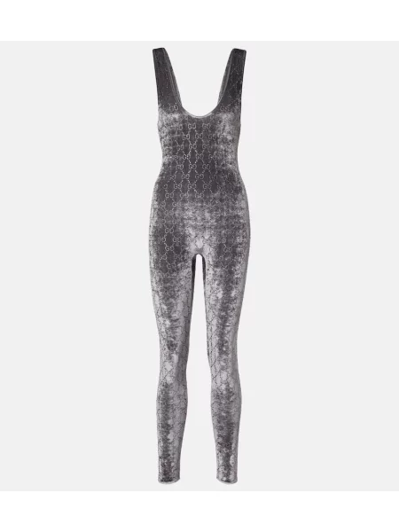 Salopetă Gucci de catifea de cristal gri