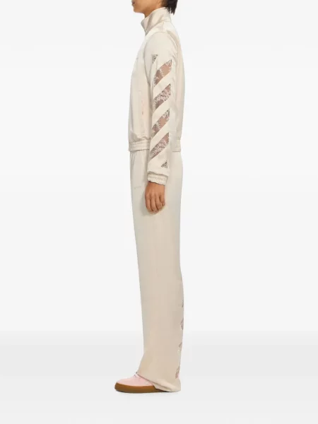 Pantaloni Off-white din satin alergare alb