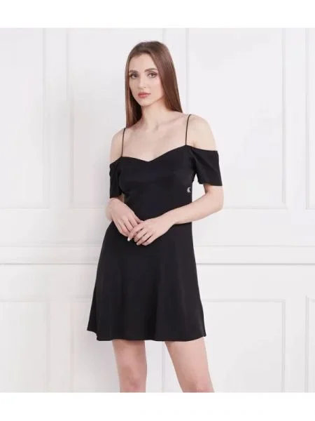 CALVIN KLEIN JEANS Ruha OFF SHOULDER MINI fekete