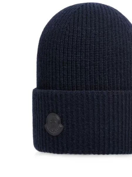 Căciulă Moncler tricotate cu autograf albastru