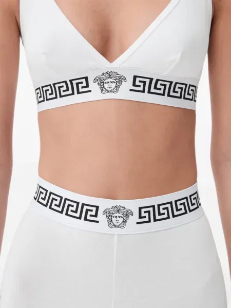 Sutien bralette Versace din jerseu alb