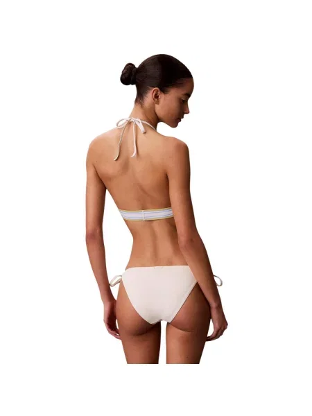 Plavky Calvin Klein Jeans s halter výstrihom biela
