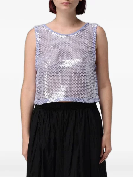 Top Emporio Armani cu paiete plasă violet