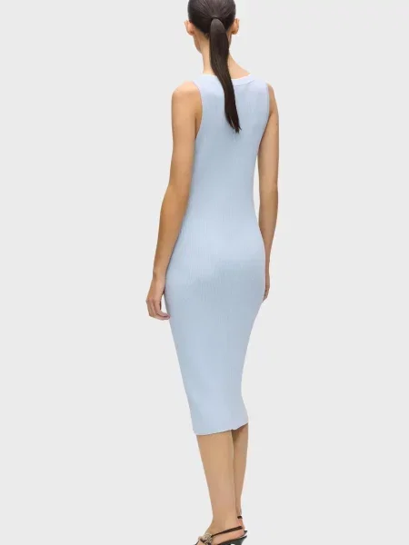 Трикотажна трикотажна сукня Karl Lagerfeld з автографом блакитна