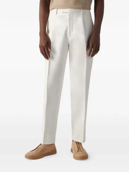 Pantaloni Zegna plisate alb