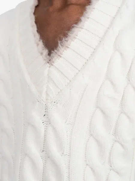 Pulover Lacoste de lână alb