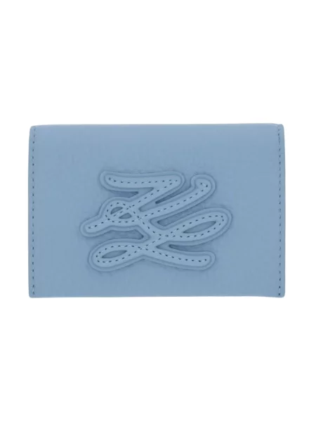Karl Lagerfeld etui na karty skórzane K/AUTOGRAPH niebieski
