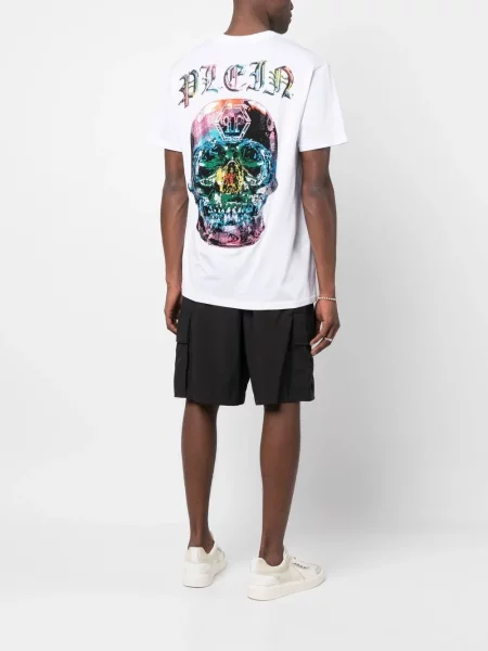 Raštuotas marškinėliai Philipp Plein balta