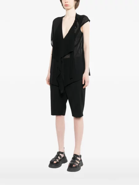 Top Yohji Yamamoto asimetric drapat negru